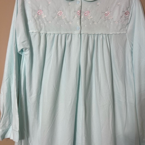 Katz 70’s Vintage Modest Embroidered Flannel Long Nightgown Medium Feminine - Picture 10 of 11